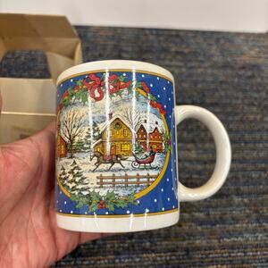 Studio Nova Christmas Town Mug Vintage Holiday Village 11oz w Box Holiday Vibes